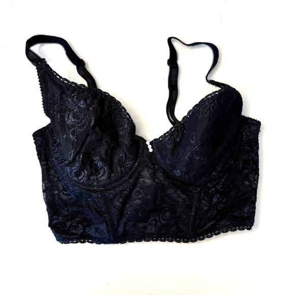 Oscar de la Renta Other - VTG Oscar de la Renta Longline Black Lace Bra 34C